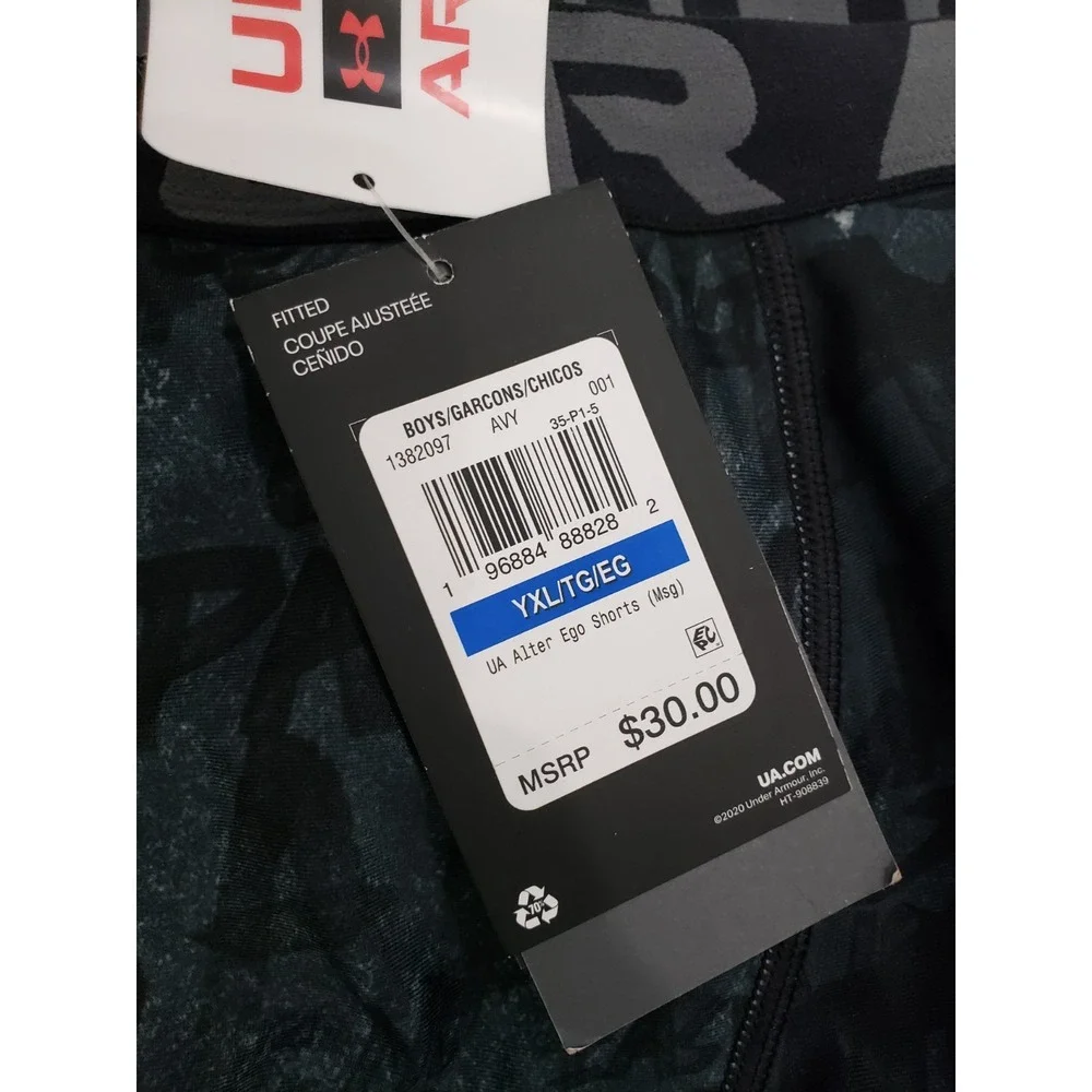 NEW Under Armour‎ Youth Boys XL Black Alter Ego Heatgear Fitted Stretch Shorts